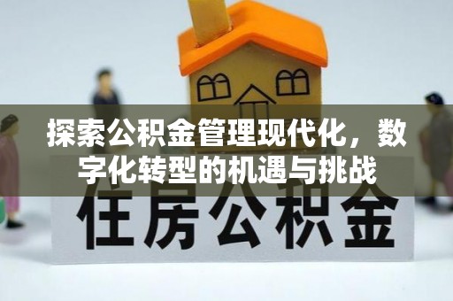 茄萣探索公积金管理现代化，数字化转型的机遇与挑战