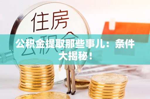 茄萣公积金提取那些事儿：条件大揭秘！